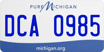 MI license plate DCA0985