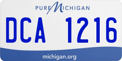 MI license plate DCA1216