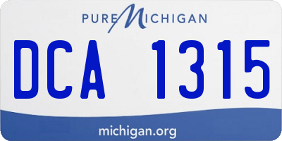 MI license plate DCA1315