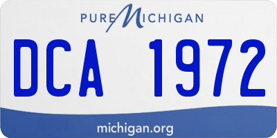 MI license plate DCA1972