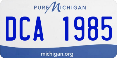 MI license plate DCA1985