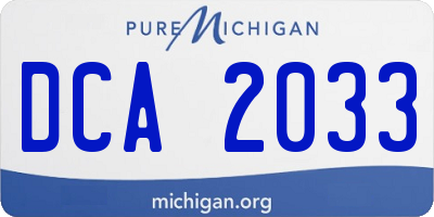 MI license plate DCA2033