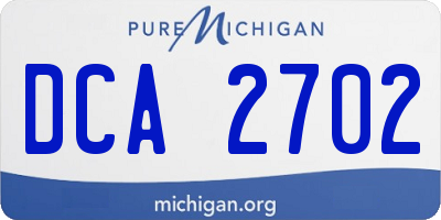 MI license plate DCA2702