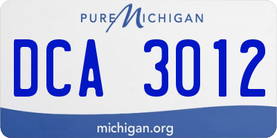MI license plate DCA3012
