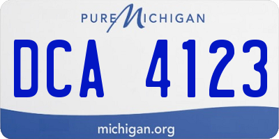 MI license plate DCA4123
