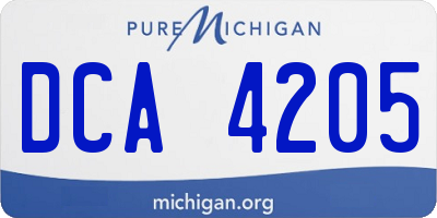 MI license plate DCA4205