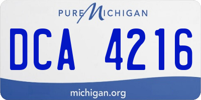 MI license plate DCA4216