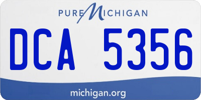 MI license plate DCA5356