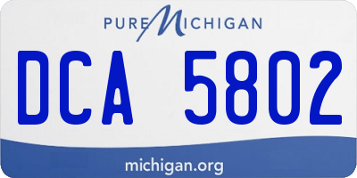 MI license plate DCA5802