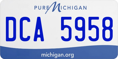 MI license plate DCA5958