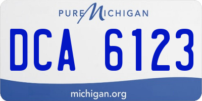 MI license plate DCA6123