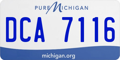 MI license plate DCA7116