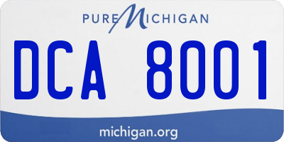 MI license plate DCA8001