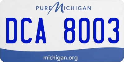 MI license plate DCA8003