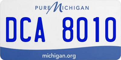 MI license plate DCA8010