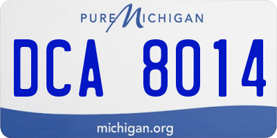 MI license plate DCA8014