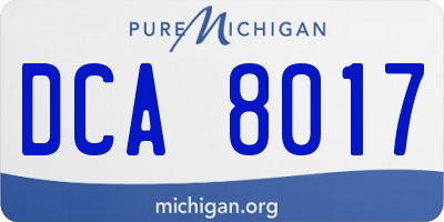 MI license plate DCA8017