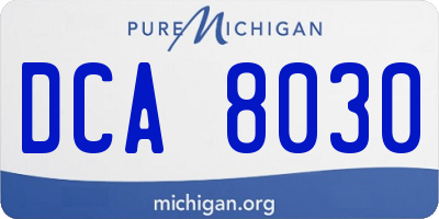 MI license plate DCA8030