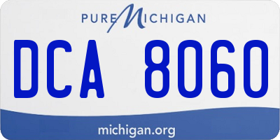 MI license plate DCA8060