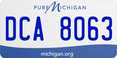 MI license plate DCA8063
