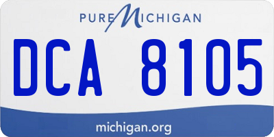 MI license plate DCA8105