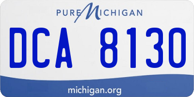 MI license plate DCA8130