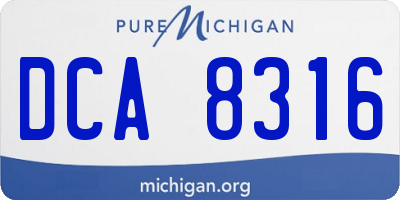 MI license plate DCA8316