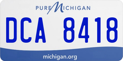 MI license plate DCA8418