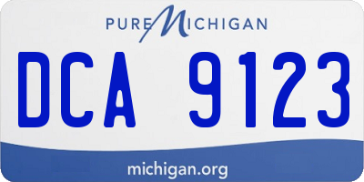 MI license plate DCA9123