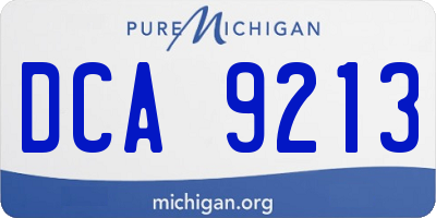 MI license plate DCA9213