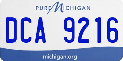 MI license plate DCA9216