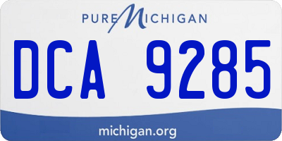 MI license plate DCA9285