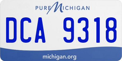 MI license plate DCA9318