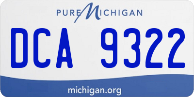 MI license plate DCA9322