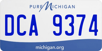 MI license plate DCA9374