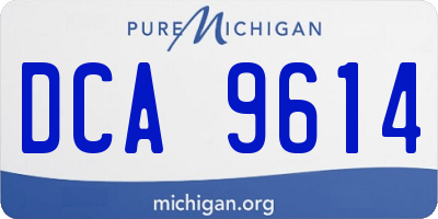 MI license plate DCA9614