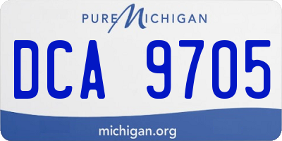 MI license plate DCA9705
