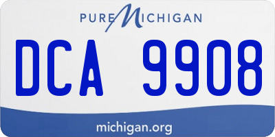 MI license plate DCA9908