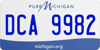 MI license plate DCA9982