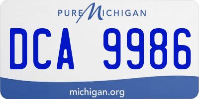 MI license plate DCA9986