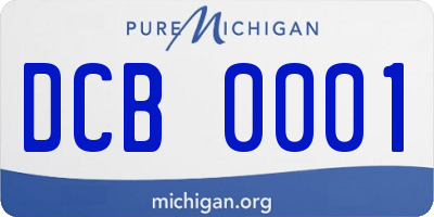 MI license plate DCB0001