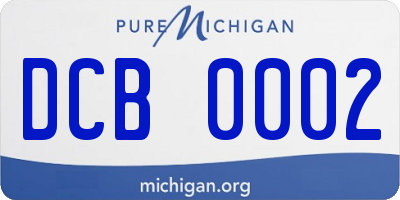 MI license plate DCB0002