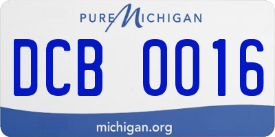 MI license plate DCB0016