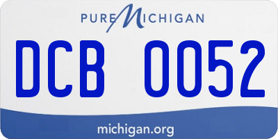 MI license plate DCB0052