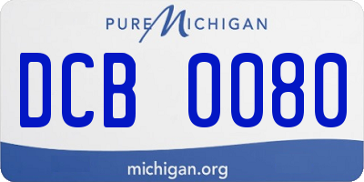 MI license plate DCB0080
