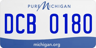 MI license plate DCB0180