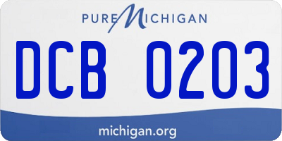 MI license plate DCB0203