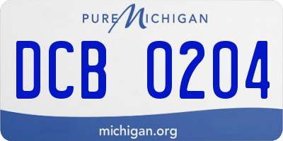 MI license plate DCB0204