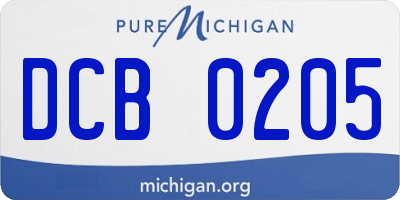 MI license plate DCB0205