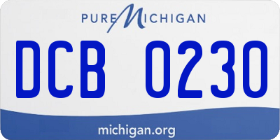 MI license plate DCB0230
